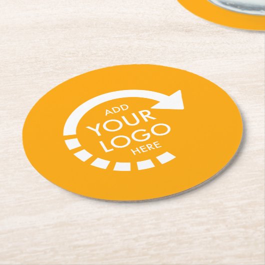 Aangepaste Logo Modern Business | Retro goud Ronde Kartonnen Onderzetter (Gebogen)