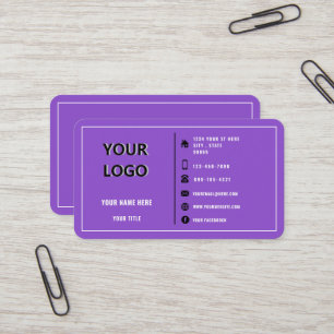 Aangepaste Logo Modern Design Paarse Visitekaartje