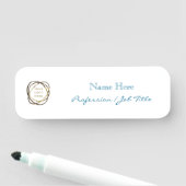 Aangepaste Logo Modern Elegant Aqua Turquoise Wit Naamplaatje (In situ)