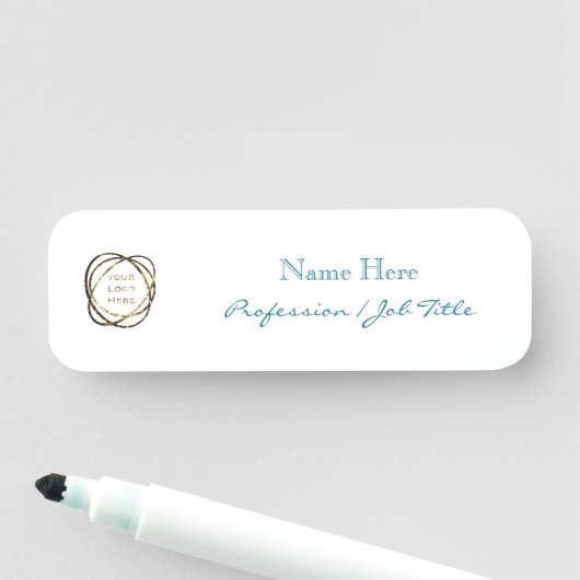 Aangepaste Logo Modern Elegant Aqua Turquoise Wit Naamplaatje (In situ)