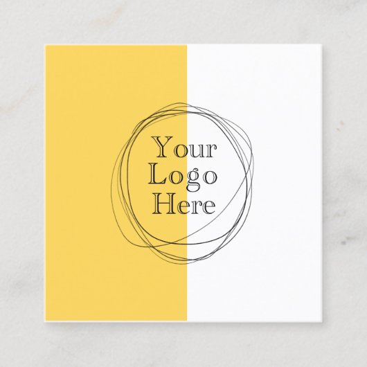 Aangepaste Logo Modern Minimalist | Mosterdgeel Vierkante Visitekaartje (Voorkant)