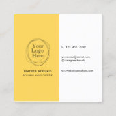 Aangepaste Logo Modern Minimalist | Mosterdgeel Vierkante Visitekaartje (Achterkant)