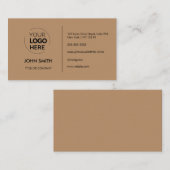 Aangepaste logo modern minimalistisch lichtbruin visitekaartje (Voorkant / Achterkant)