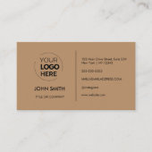 Aangepaste logo modern minimalistisch lichtbruin visitekaartje (Voorkant)