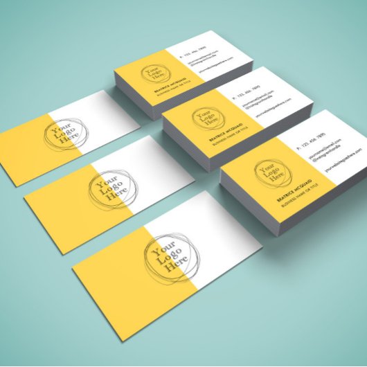 Aangepaste Logo Modern Minimalistisch Mosterd Geel Visitekaartje