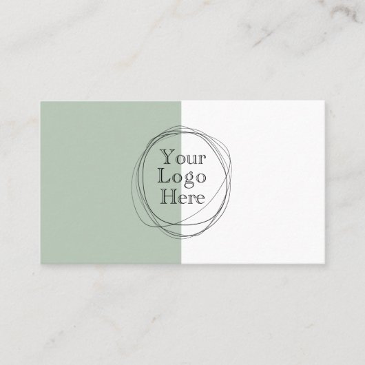 Aangepaste Logo Modern Minimalistisch Sage Groen Visitekaartje (Voorkant)