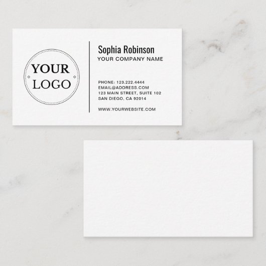 Aangepaste Logo Modern minimalistisch wit of elke  Visitekaartje (Voorkant / Achterkant)