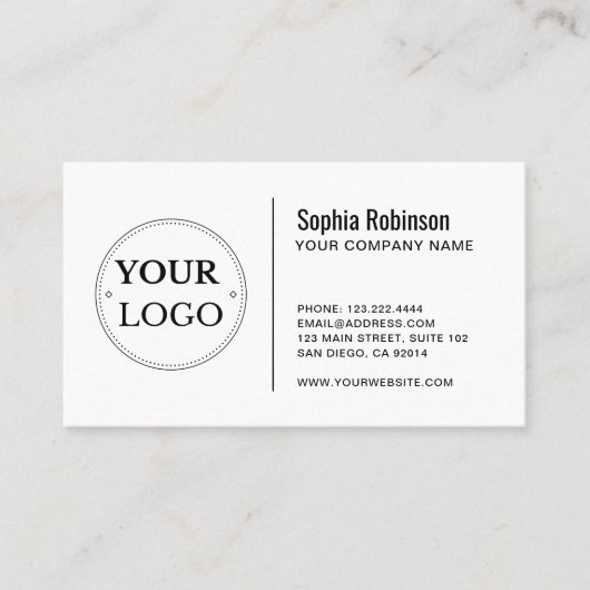 Aangepaste Logo Modern minimalistisch wit of elke  Visitekaartje (Voorkant)