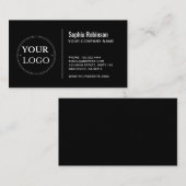 Aangepaste Logo Modern minimalistisch zwart Visitekaartje (Voorkant / Achterkant)