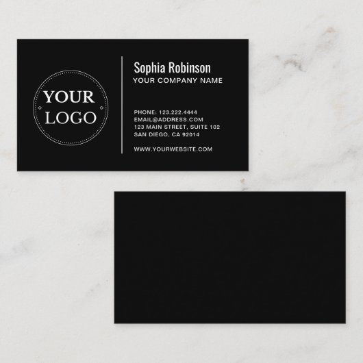 Aangepaste Logo Modern minimalistisch zwart Visitekaartje (Voorkant / Achterkant)