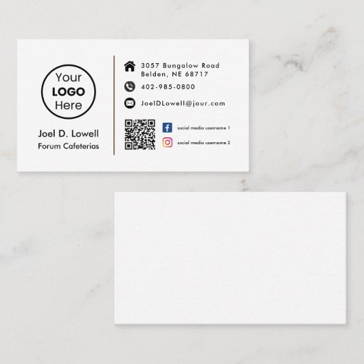 Aangepaste Logo Modern QR-code Social Media profie Visitekaartje (Voorkant / Achterkant)