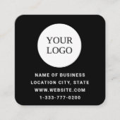Aangepaste Logo Modern Zwart en QR-code Vierkante Visitekaartje (Voorkant)