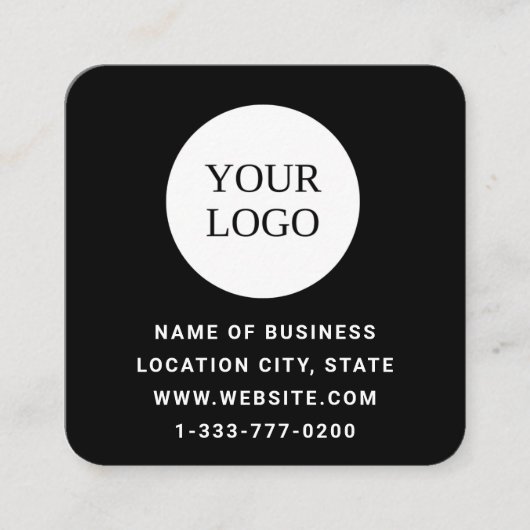 Aangepaste Logo Modern Zwart en QR-code Vierkante Visitekaartje (Voorkant)