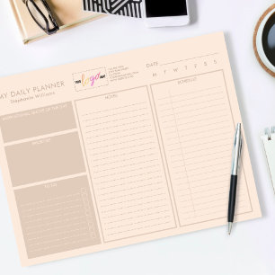 Aangepaste Logo moderne beige, niet-gedateerde dag Notitieblok