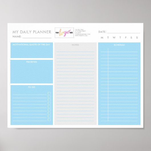 Aangepaste Logo Moderne Blauwe Afdrukbare Dagelijk Poster (Voorkant)