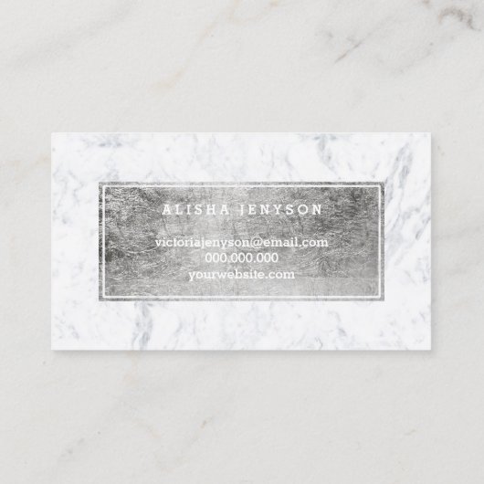 Aangepaste logo moderne faux Silver-typografische  Visitekaartje (Achterkant)