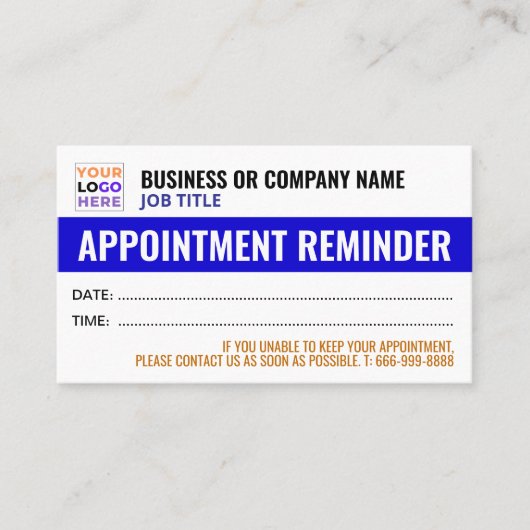 Aangepaste Logo | Moderne herinnering voor afspraa Afsprakenkaartje (Voorkant)
