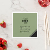 Aangepaste Logo moderne linnen Black Green Napkins Servet (Insitu)