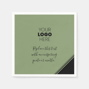Aangepaste Logo moderne linnen Black Green Napkins Servet