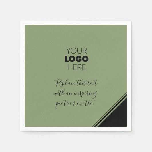 Aangepaste Logo moderne linnen Black Green Napkins Servet (Voorkant)