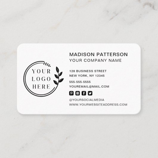 Aangepaste Logo Moderne Minimale QR-code voor soci Visitekaartje (Voorkant)