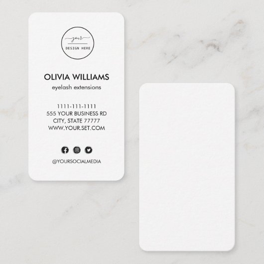 Aangepaste logo moderne, minimale witte verticale  visitekaartje (Voorkant / Achterkant)