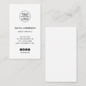 Aangepaste logo moderne, minimale witte verticale  visitekaartje (Voorkant / Achterkant)