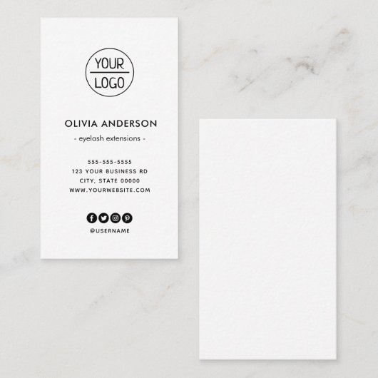Aangepaste logo moderne, minimale witte verticale visitekaartje (Voorkant / Achterkant)