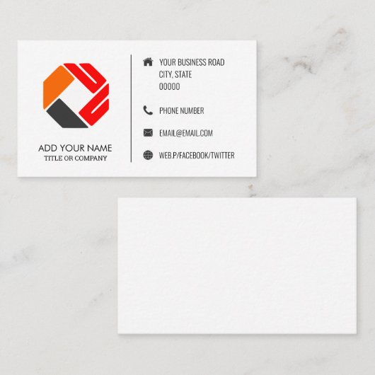 Aangepaste logo moderne minimalistische pictogramm visitekaartje (Voorkant / Achterkant)