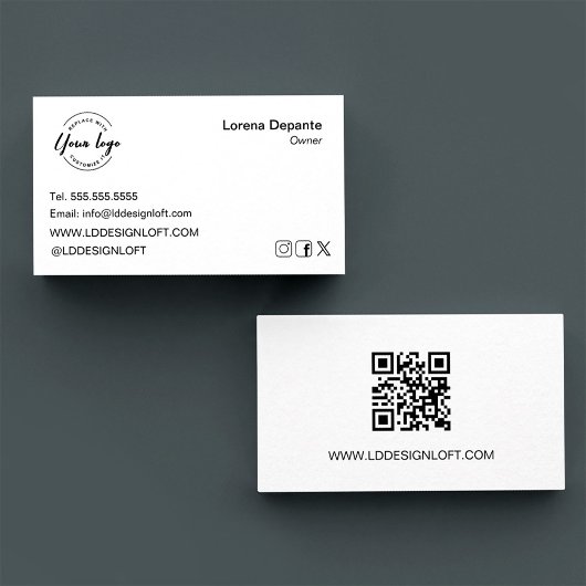 Aangepaste Logo Moderne Minimalistische QR-code vo Visitekaartje