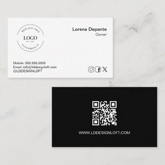 Aangepaste Logo Moderne Minimalistische QR-code vo Visitekaartje (Voorkant / Achterkant)
