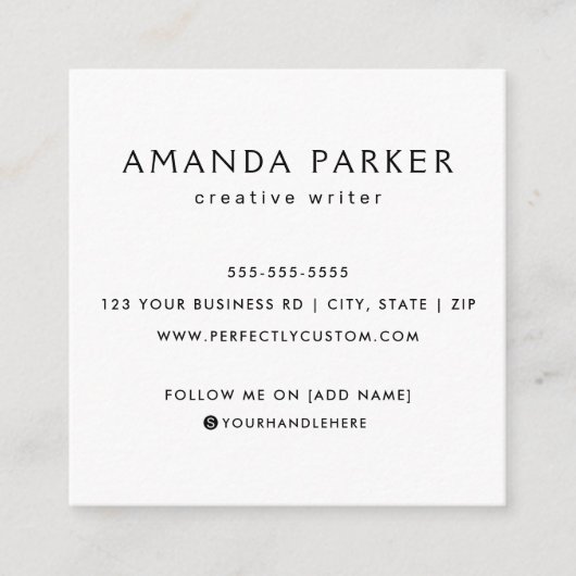 Aangepaste logo moderne, minimalistische sociale m vierkante visitekaartje (Voorkant)