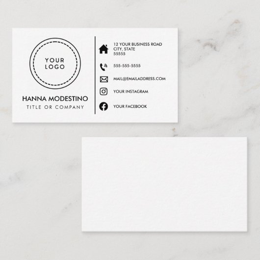 Aangepaste logo moderne, minimalistische sociale m visitekaartje (Voorkant / Achterkant)