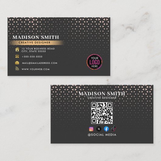 Aangepaste logo moderne, minimalistische sociale m visitekaartje (Voorkant / Achterkant)