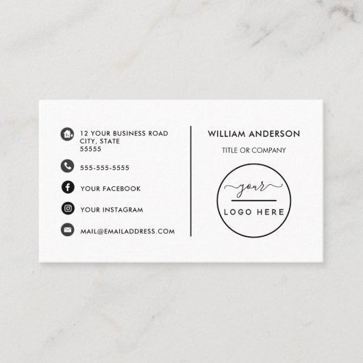 Aangepaste logo moderne, minimalistische sociale m visitekaartje (Voorkant)