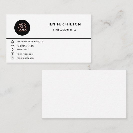 Aangepaste logo moderne, minimalistische sociale m visitekaartje (Voorkant / Achterkant)