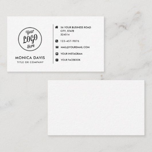 Aangepaste logo moderne, minimalistische sociale m visitekaartje (Voorkant / Achterkant)