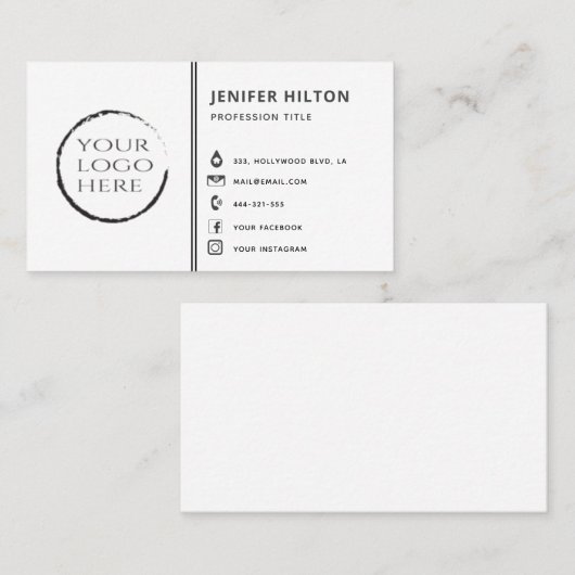 Aangepaste logo moderne, minimalistische sociale m visitekaartje (Voorkant / Achterkant)