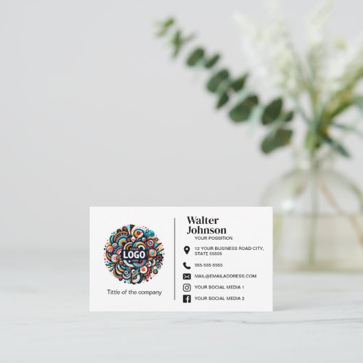 Aangepaste logo moderne, minimalistische sociale m visitekaartje (Staand voorkant)