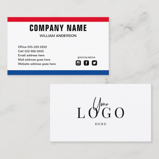 Aangepaste logo moderne, minimalistische sociale m visitekaartje (Voorkant / Achterkant)