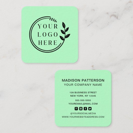 Aangepaste Logo Moderne Minimalistische sociale me Vierkante Visitekaartje (Voorkant / Achterkant)