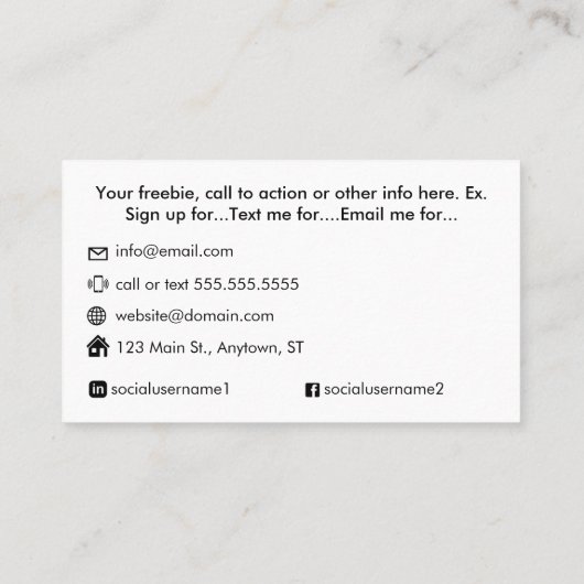 Aangepaste Logo Moderne Minimalistische sociale me Visitekaartje (Achterkant)