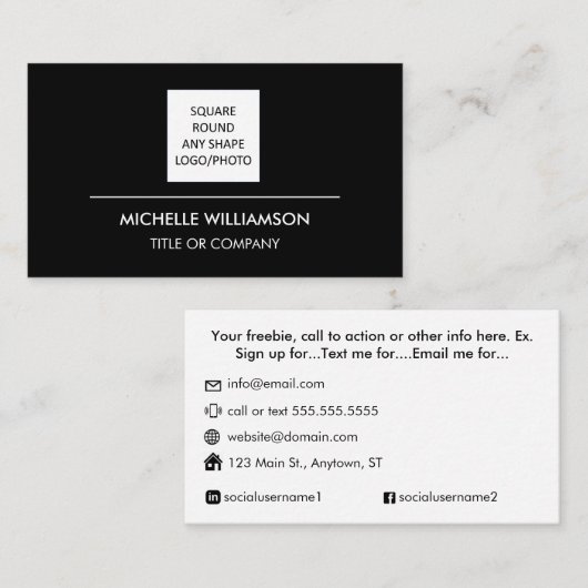 Aangepaste Logo Moderne Minimalistische sociale me Visitekaartje (Voorkant / Achterkant)