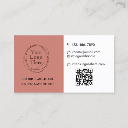 Aangepaste Logo Moderne minimalistische terracotta Visitekaartje (Achterkant)