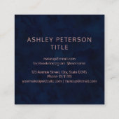 Aangepaste logo moderne roos gouden marineverblauw vierkante visitekaartje (Achterkant)