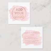 Aangepaste logo moderne roos gouden roze waterverf vierkante visitekaartje (Voorkant / Achterkant)