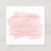 Aangepaste logo moderne roos gouden roze waterverf vierkante visitekaartje (Achterkant)