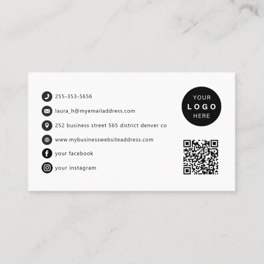 Aangepaste logo moderne script social media iconen visitekaartje (Achterkant)