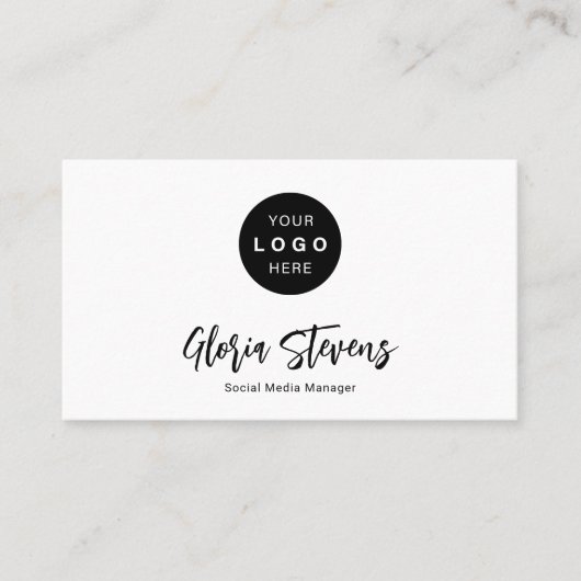 Aangepaste logo moderne script social media iconen visitekaartje (Voorkant)