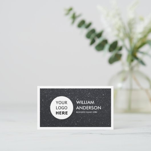 Aangepaste Logo moderne zwarte glitter Professiona Visitekaartje (Staand voorkant)